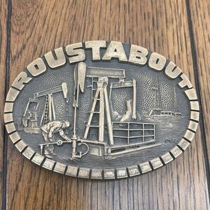 Vintage Award Design Medals Oklahoma Solid Brass Pumper Oil Derrick Belt Buckle